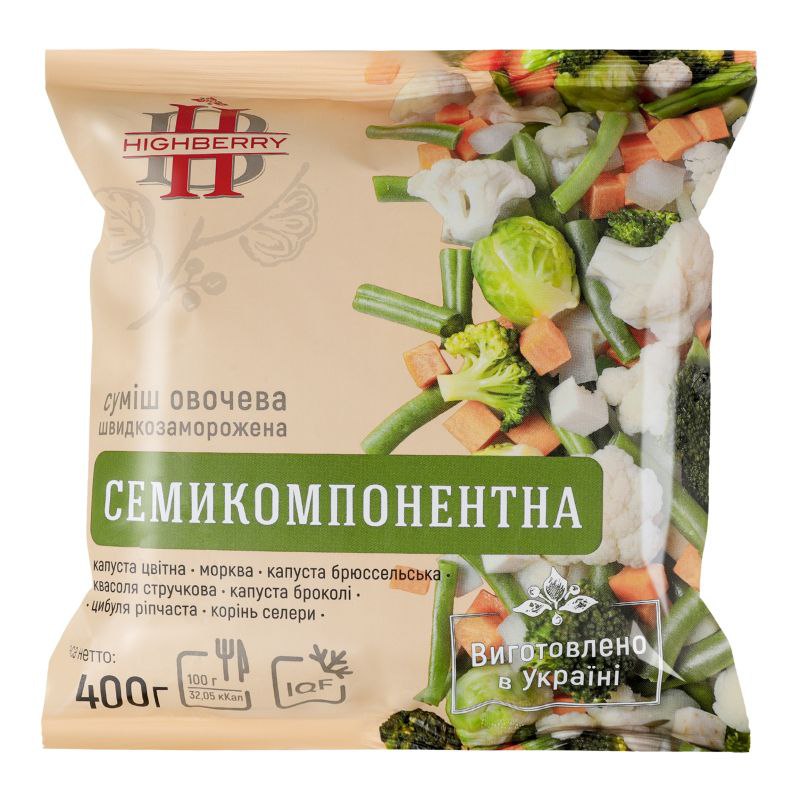 Суміш Highberry 7-компонентна овочева швидкозаморожена 400г